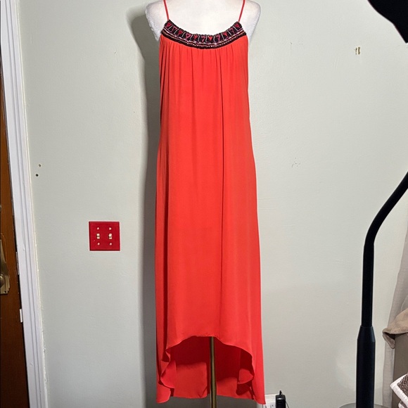 Lord and Taylor design lab orange beaded Sleeveless high low Dress XS - Picture 1 of 8